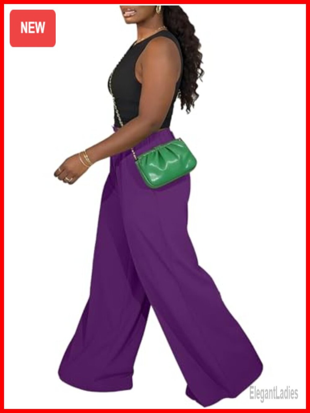 Plus Size Wide Leg Palazzo Pants High Waist Pleated Pull On Trousers